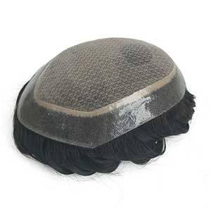 Silk Top Men Toupee with Thin Skin PU Around